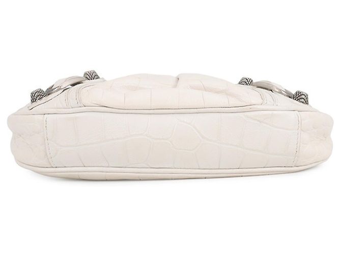 Borsa a tracolla mini Balenciaga Lucagol in pelle goffrata Bianco - vista 3
