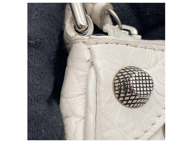 Borsa a tracolla mini Balenciaga Lucagol in pelle goffrata Bianco - vista 9