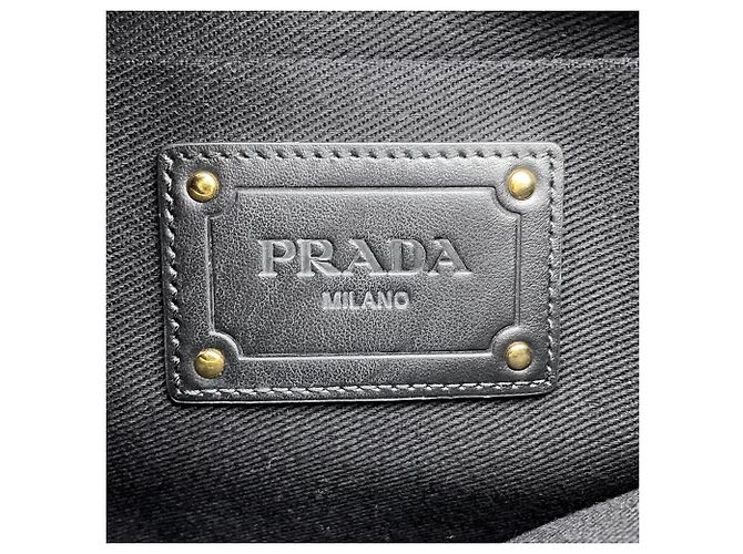 Borsa a pochette Prada in rafia nera Nero - vista 11