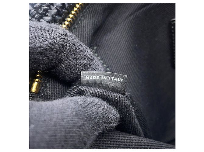 Borsa a pochette Prada in rafia nera Nero - vista 12