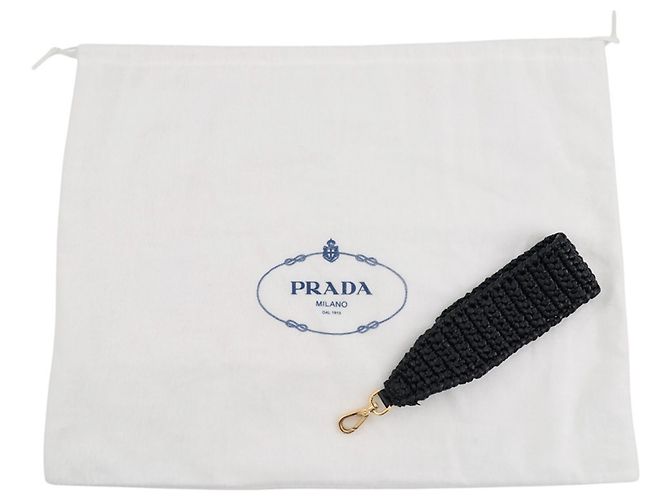 Borsa a pochette Prada in rafia nera Nero - vista 13