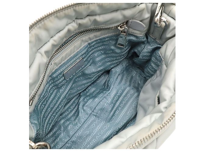 Mala Tote Pequena Acolchoada Prada Azul - vista 7