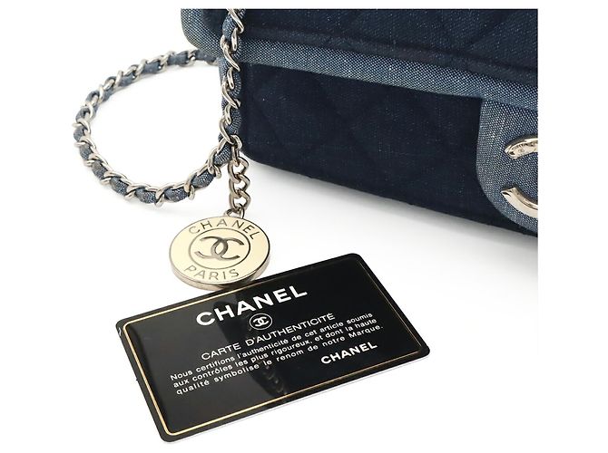 Borsa a tracolla Chanel Medallion Matelassé in denim Blu - vista 10