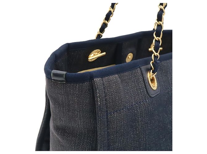 Borsa Chanel Deauville Line Tote MM Medium Blu navy - vista 6