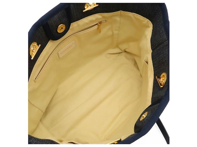 Borsa Chanel Deauville Line Tote MM Medium Blu navy - vista 7