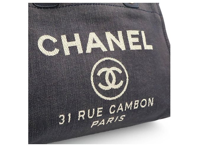 Borsa Chanel Deauville Line Tote MM Medium Blu navy - vista 9
