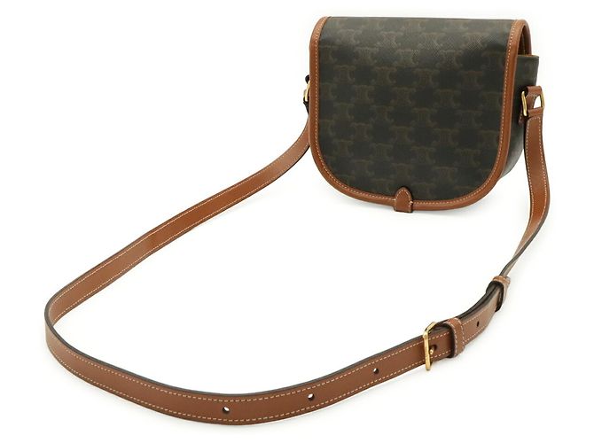 Céline Borsa a spalla media CELINE Triomphe Folco Marrone scuro - vista 3