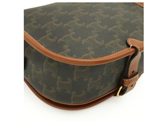 Céline Borsa a spalla media CELINE Triomphe Folco Marrone scuro - vista 4