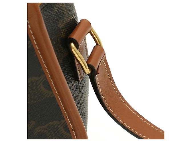 Céline Borsa a spalla media CELINE Triomphe Folco Marrone scuro - vista 6