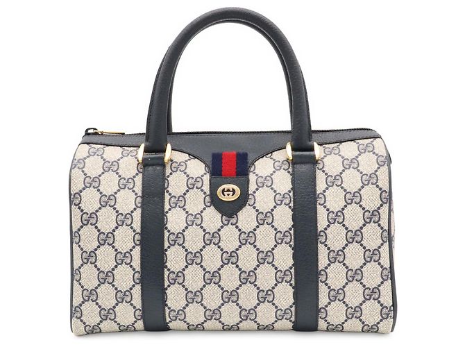 Borsa GUCCI Old GG Plus Sherry Line Beige Blu navy - vista 2