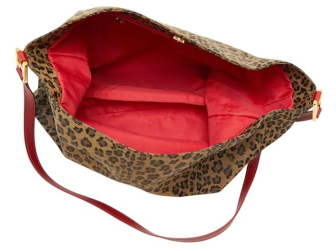 Fendi Tote Bag mit Leopardenprint Braun Rot - Ansicht 10