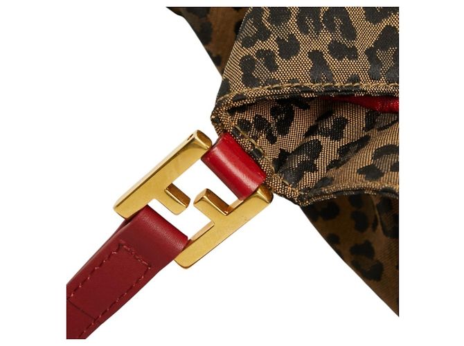 Fendi Tote Bag mit Leopardenprint Braun Rot - Ansicht 9