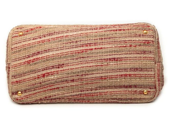 Bolso Tote Prada de canapa con placa de logo triangular Roja Multicolor Beige - vista 3