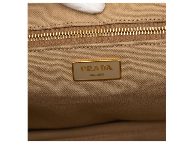 Bolso Tote Prada de canapa con placa de logo triangular Roja Multicolor Beige - vista 5
