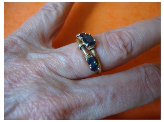 Autre Marque Gelbgoldring mit Saphiren, offenes Design Blau Golden - Ansicht 2