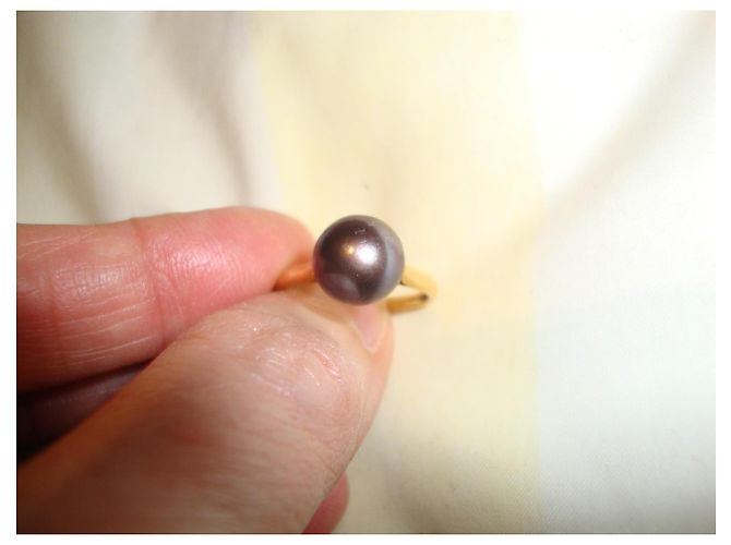 Autre Marque Anello in oro giallo e perla nera Nero - vista 3