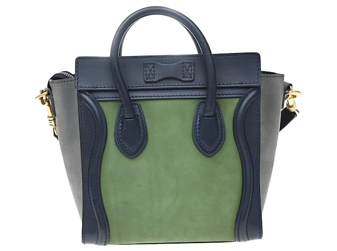 Céline Celine Tricolor Luggage Leather Micro Verde - vista 2