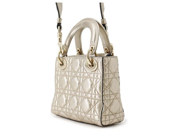 Borsa Christian Dior Lady Mini Cannage D'oro - vista 2