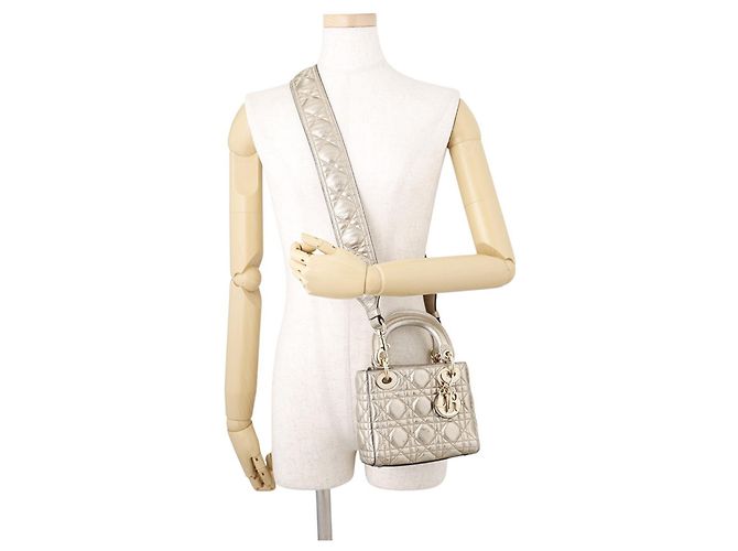Borsa Christian Dior Lady Mini Cannage D'oro - vista 4