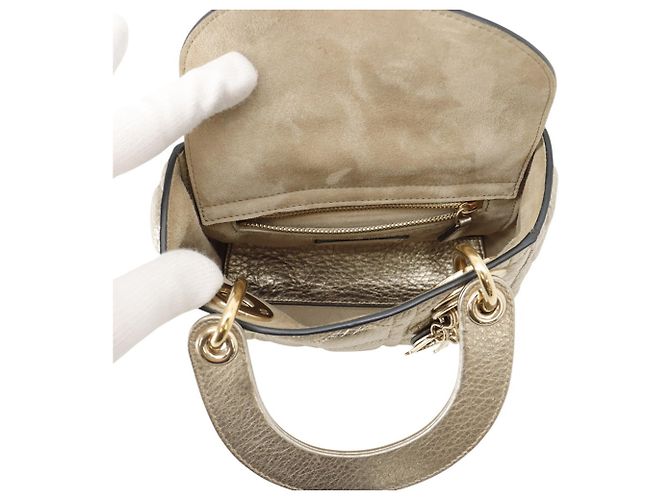 Borsa Christian Dior Lady Mini Cannage D'oro - vista 6