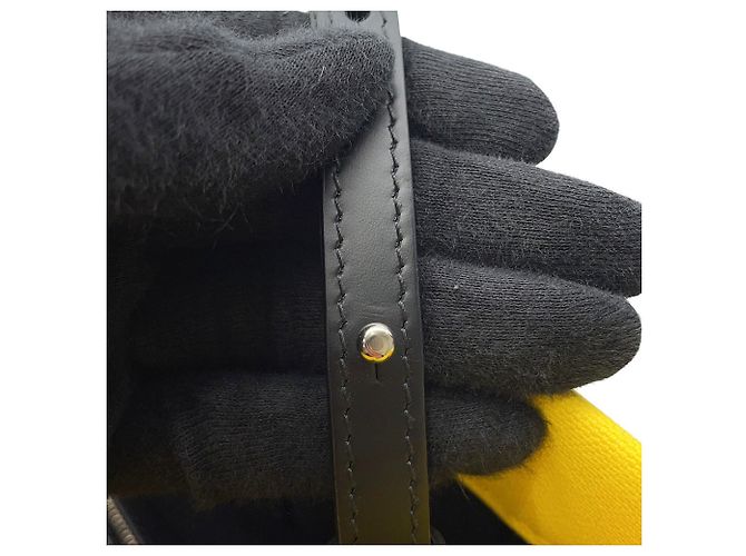 Borsa Balenciaga Hardware Canvas Leather Nero Giallo - vista 12