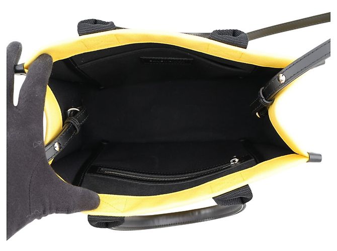 Borsa Balenciaga Hardware Canvas Leather Nero Giallo - vista 6