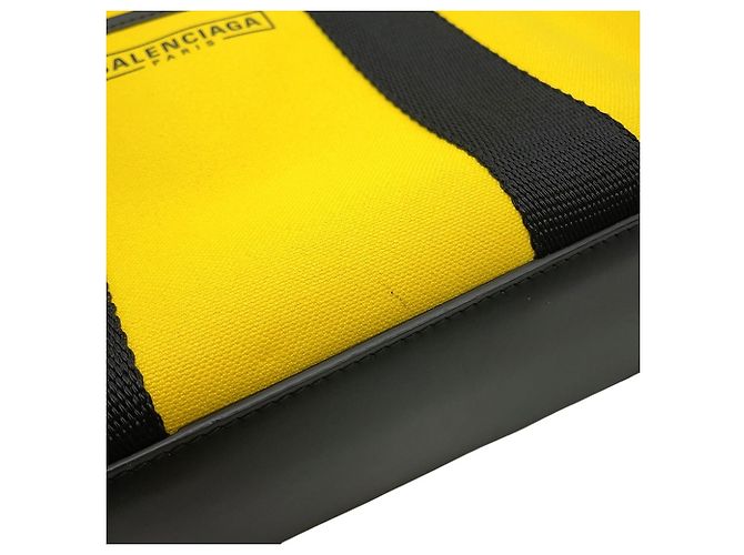 Borsa Balenciaga Hardware Canvas Leather Nero Giallo - vista 7