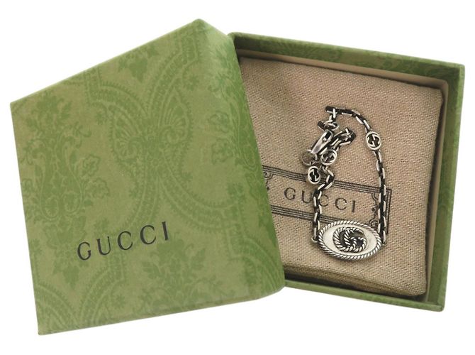 Bracciale con ciondolo argento Gucci GG Marmont - vista 2