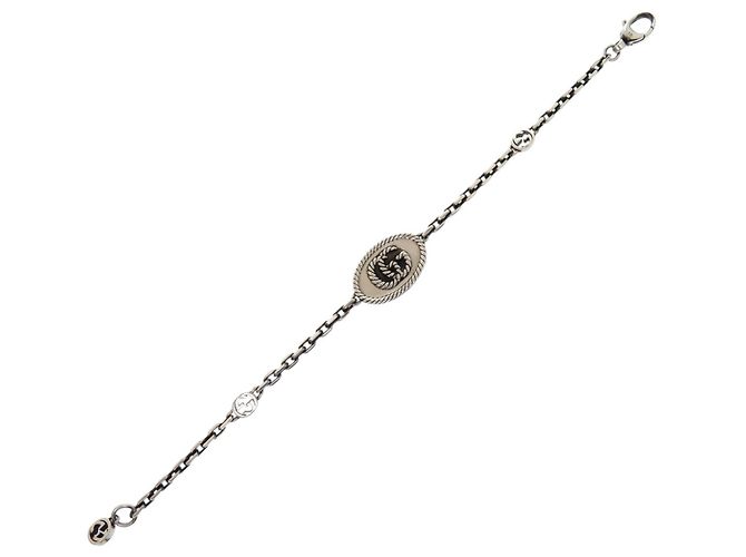 Bracciale con ciondolo argento Gucci GG Marmont - vista 4