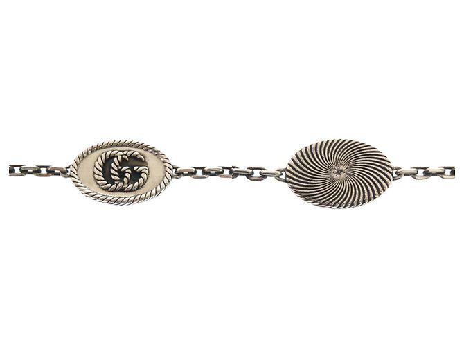 Bracciale con ciondolo argento Gucci GG Marmont - vista 6