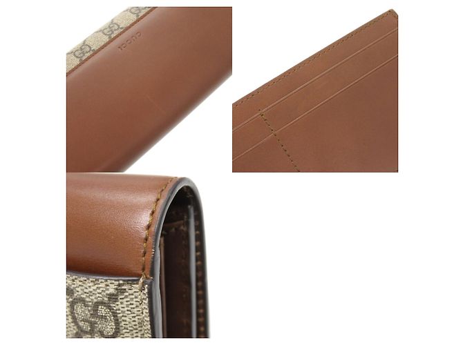Gucci GG Supreme Leder-Langbrieftasche Braun Beige - Ansicht 10