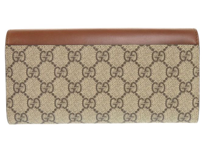 Gucci GG Supreme Leder-Langbrieftasche Braun Beige - Ansicht 3