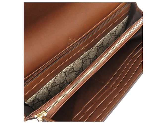 Gucci GG Supreme Leder-Langbrieftasche Braun Beige - Ansicht 6