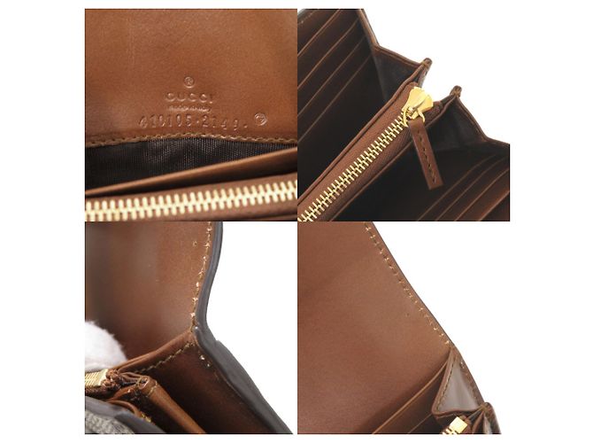 Gucci GG Supreme Leder-Langbrieftasche Braun Beige - Ansicht 9