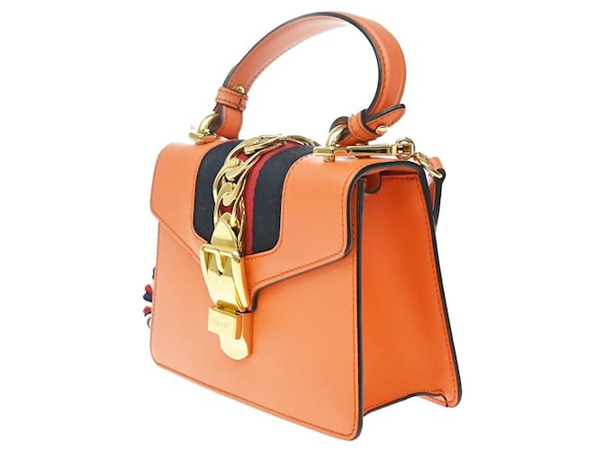 Gucci Sylvie Leather Small Arancione - vista 3