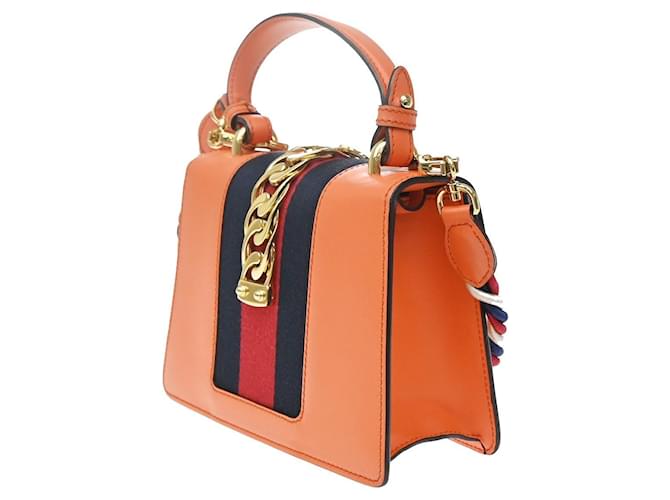 Gucci Sylvie Leather Small Arancione - vista 4
