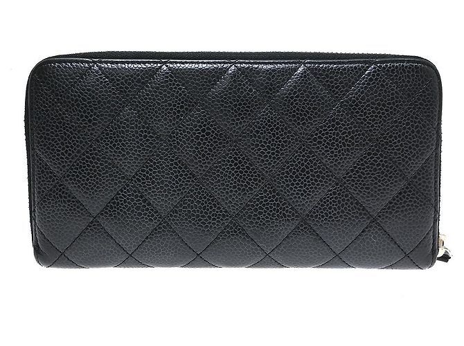 Organizer Zip Around Chanel Quilted Caviar Large Nero - vista 2