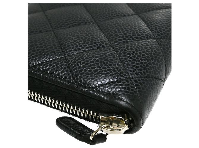 Organizer Zip Around Chanel Quilted Caviar Large Nero - vista 6