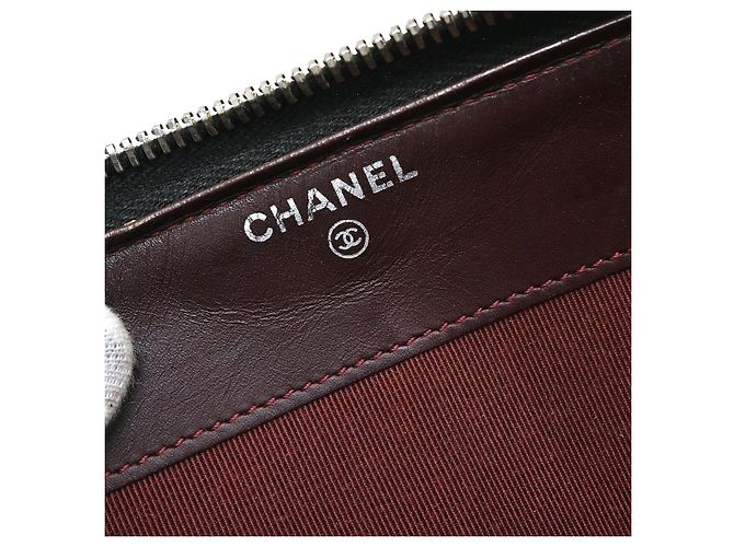 Organizer Zip Around Chanel Quilted Caviar Large Nero - vista 7