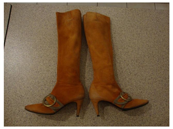 Botas altas Michel Vivien de ante naranja con hebilla - vista 2