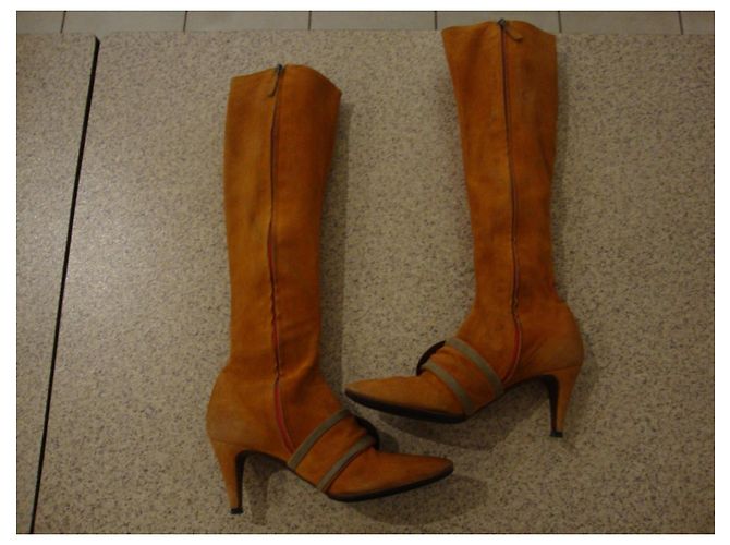 Botas altas Michel Vivien de ante naranja con hebilla - vista 5