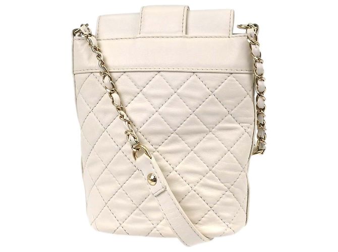 Chanel Vintage CC Turnlock Flap Leather Bianco - vista 2