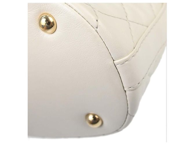 Chanel Vintage CC Turnlock Flap Leather Bianco - vista 6
