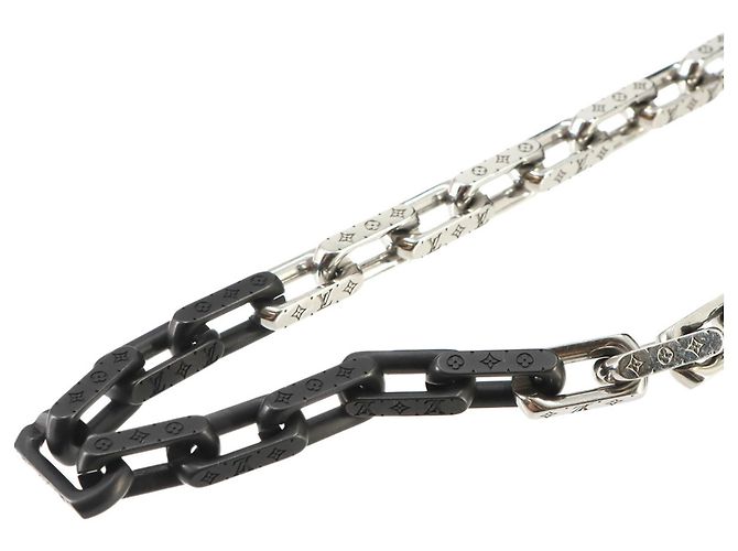 Louis Vuitton Collier Monogram Chain Necklace Nero Argento - vista 4