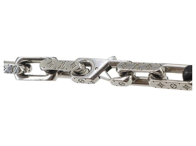 Louis Vuitton Collier Monogram Chain Necklace Nero Argento - vista 5