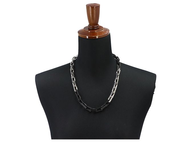 Louis Vuitton Collier Monogram Chain Necklace Nero Argento - vista 6