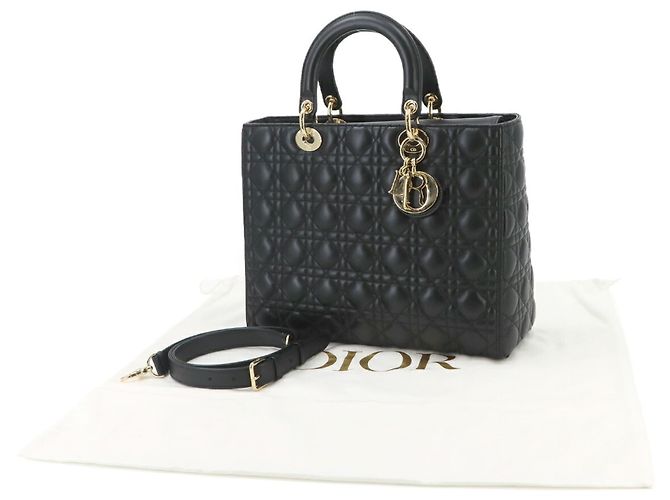 Borsa Christian Dior Cannage Lady Large Nero - vista 3