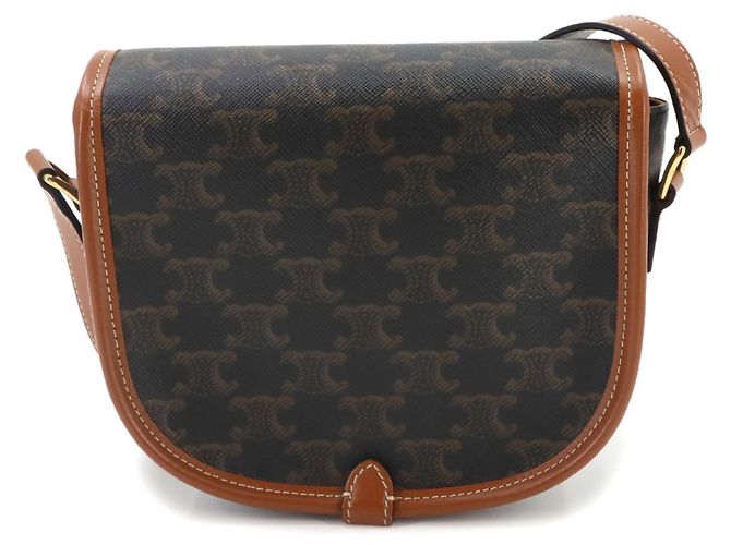 Céline Borsa a tracolla Celine Triomphe Medium Folco Marrone - vista 3
