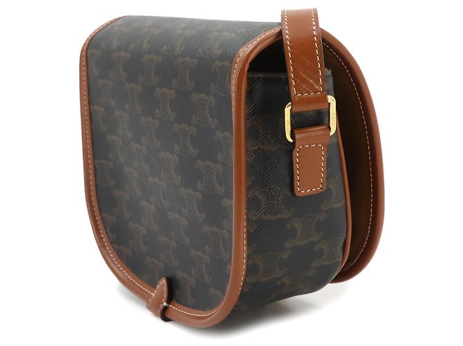 Céline Borsa a tracolla Celine Triomphe Medium Folco Marrone - vista 4