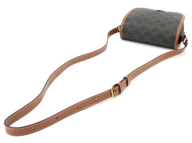 Céline Borsa a tracolla Celine Triomphe Medium Folco Marrone - vista 6